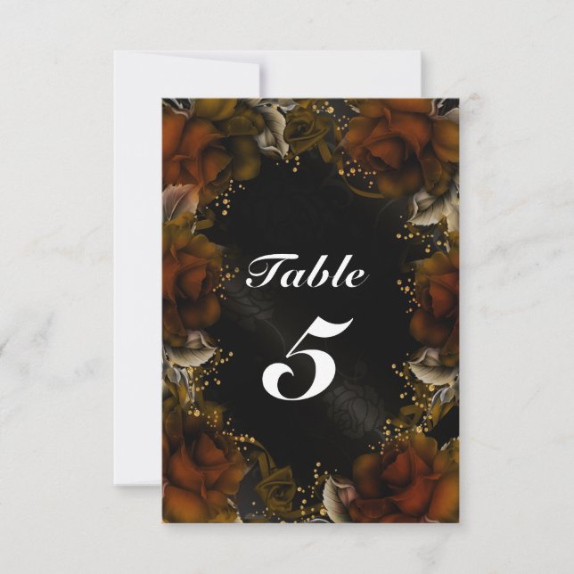 Tarjeta de número de mesa de boda de otoño floral  (Anverso)