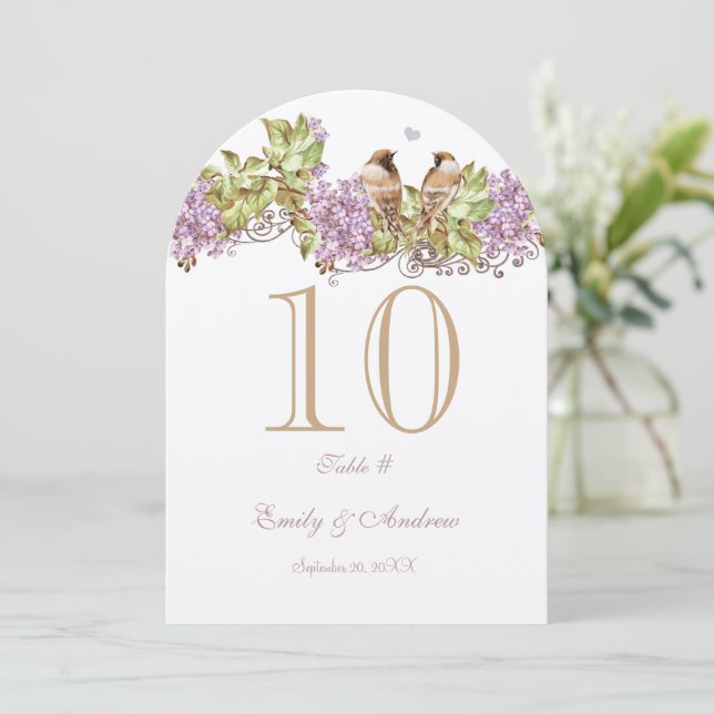 Tarjeta de número de mesa de boda de pájaro de amo (Anverso de pie)