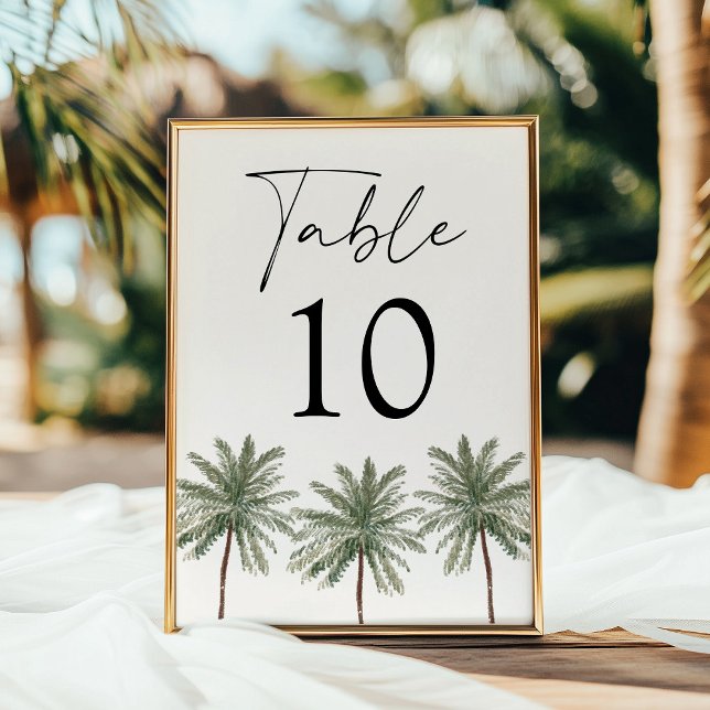 Tarjeta de número de mesa de boda de palmera minim (Subido por el creador)