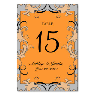 Tarjeta de número de mesa de Boda de Swirls Black