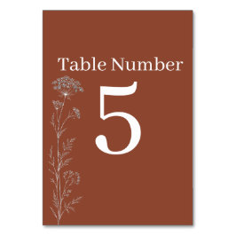 Tarjeta de número de mesa de boda de terracota boh
