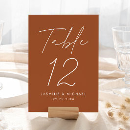 Tarjeta de Número de Mesa de Boda de Terracota de
