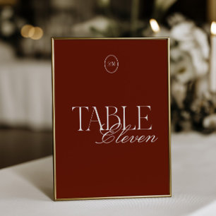 Tarjeta de número de mesa de boda de terracota roj