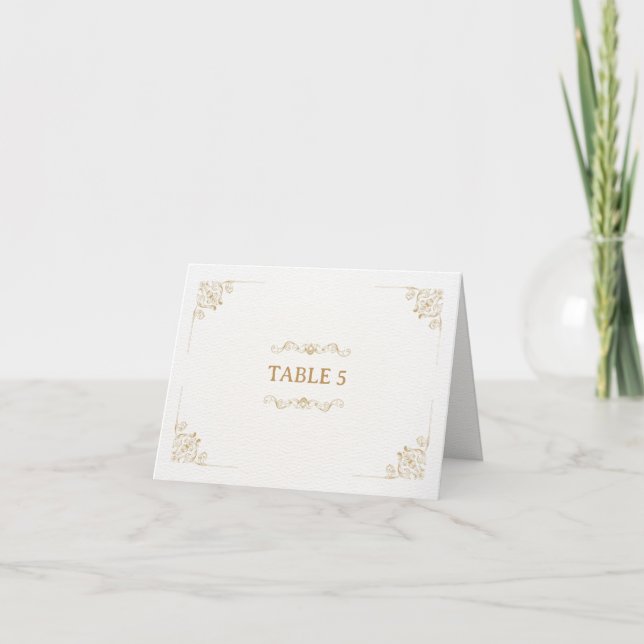 Tarjeta de número de mesa de boda dorada elegante (Anverso)
