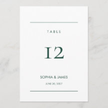 Tarjeta de número de mesa de boda editable Juniper