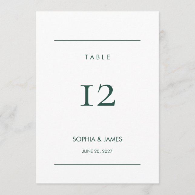 Tarjeta de número de mesa de boda editable Juniper (Anverso)