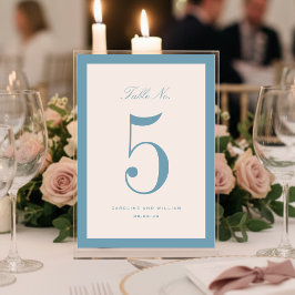 Tarjeta de Número de Mesa de Boda Elegancia Azul C