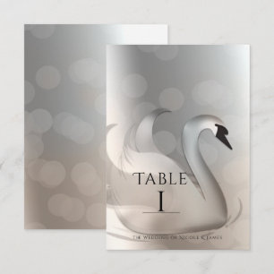 Tarjeta de número de mesa de boda elegante cisne h