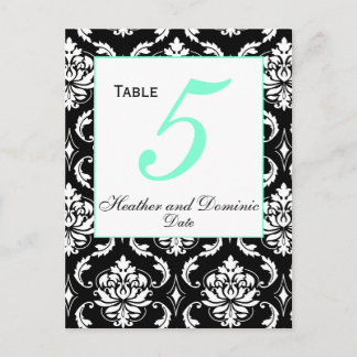 Tarjeta de número de mesa de boda elegante Damask 