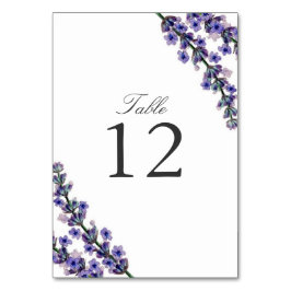 Tarjeta de número de mesa de boda elegante lavanda