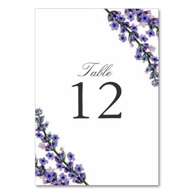 Tarjeta de número de mesa de boda elegante lavanda (Anverso)