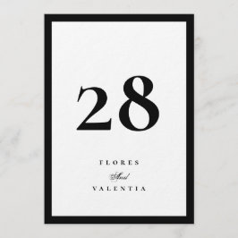Tarjeta de Número de Mesa de Boda en Blanco y Negr