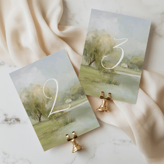 Tarjeta de número de mesa de boda en el campo fran