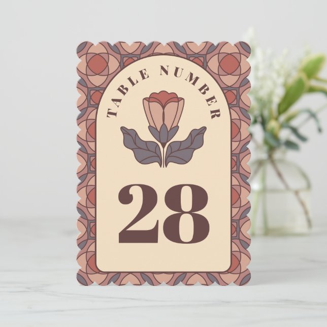 Tarjeta de número de mesa de boda en estilo Art No (Anverso de pie)