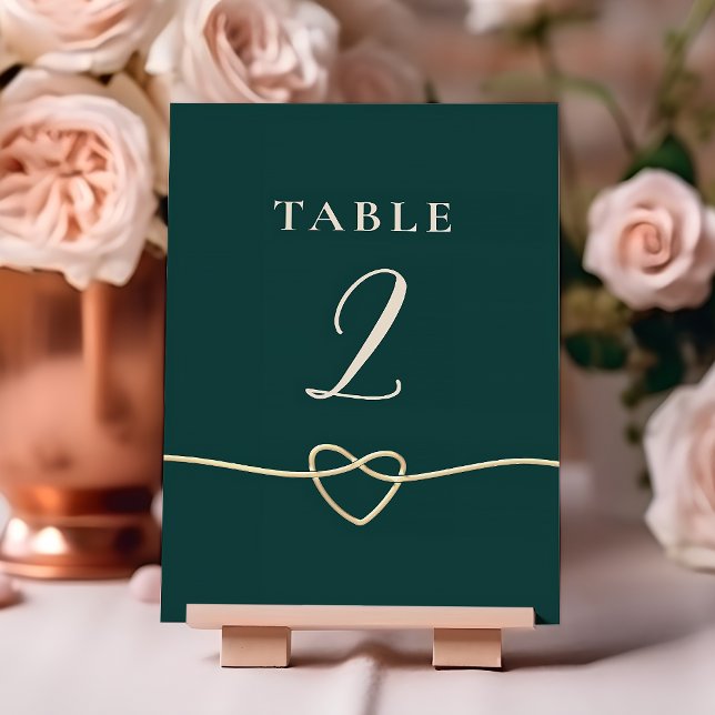 Tarjeta de número de mesa de boda en oro esmeralda (Subido por el creador)