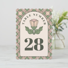 Tarjeta de Número de Mesa de Boda en Verde Salvia