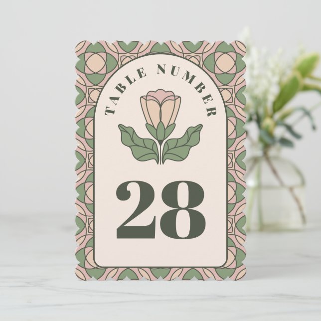 Tarjeta de Número de Mesa de Boda en Verde Salvia  (Anverso de pie)