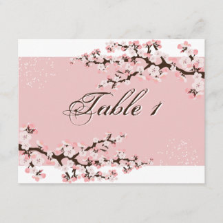 Tarjeta de número de mesa de boda - Flor de cerezo