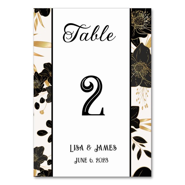 Tarjeta de número de mesa de boda floral (Anverso)