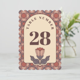 Tarjeta de Número de Mesa de Boda Floral Art Deco 