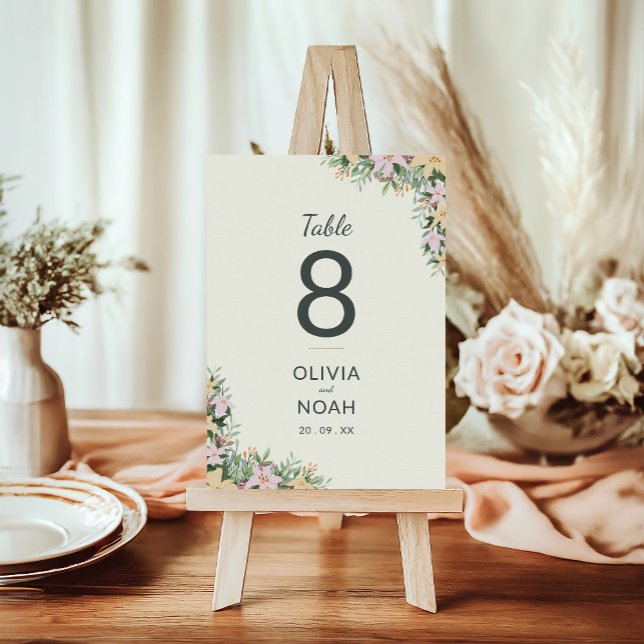Tarjeta de número de mesa de boda floral boho (Subido por el creador)
