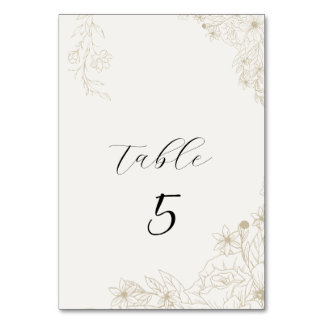 Tarjeta de número de mesa de boda floral botánica 