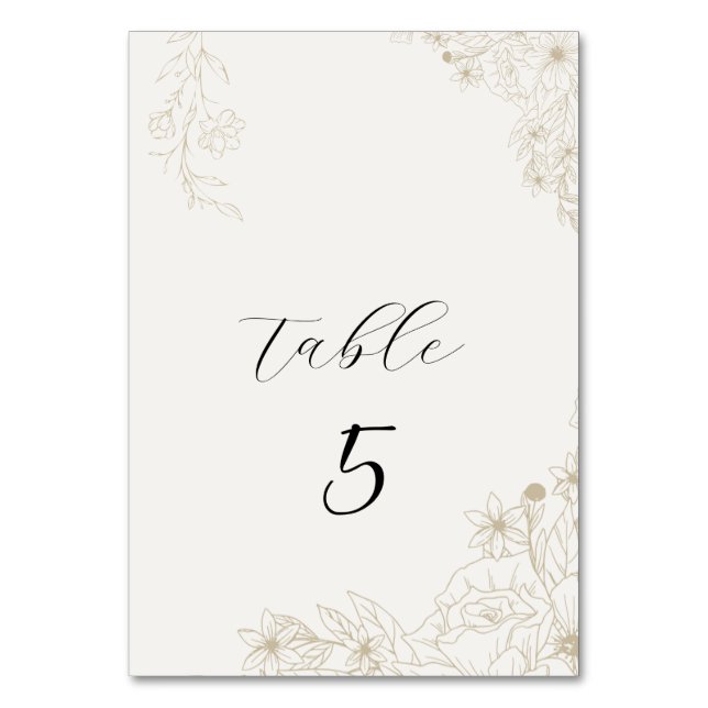 Tarjeta de número de mesa de boda floral botánica  (Anverso)