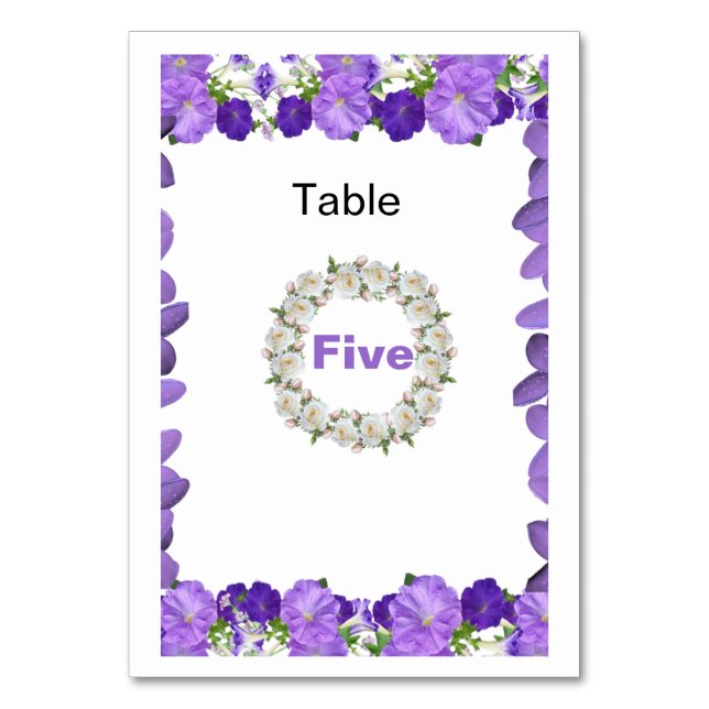 Tarjeta de número de mesa de boda floral con arco  (Anverso)