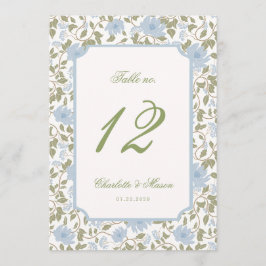Tarjeta de número de mesa de boda floral de chintz