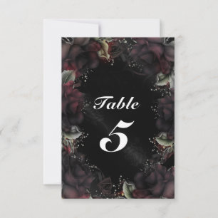Tarjeta de número de mesa de boda floral de rosas 