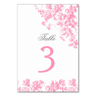 Tarjeta de número de mesa de boda floral gris rosa