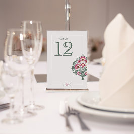 Tarjeta de Número de Mesa de Boda Floral Mogol – E