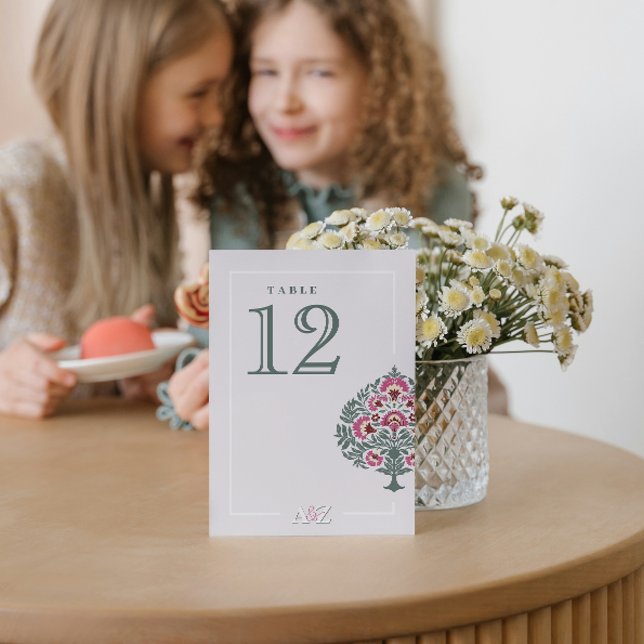 Tarjeta de Número de Mesa de Boda Floral Mogol – E (Subido por el creador)