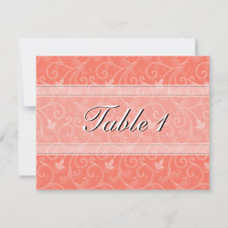 Tarjeta de número de mesa de boda - Floral naranja