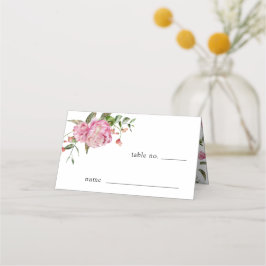Tarjeta de número de mesa de boda floral rosa