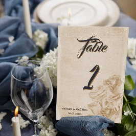 Tarjeta de número de mesa de boda floral rústica e