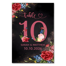 Tarjeta de Número de Mesa de Boda Floral Sonrosado