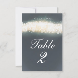 Tarjeta de número de mesa de boda Grey Sparkle Lig
