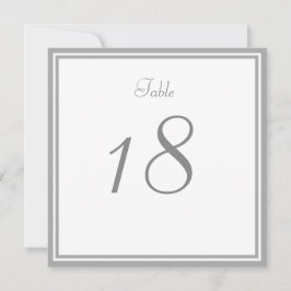 Tarjeta de número de mesa de boda gris pálido