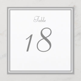 Tarjeta de número de mesa de boda gris pálido