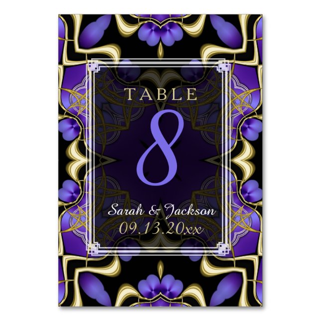 Tarjeta de número de mesa de boda mágica de seda p (Anverso)