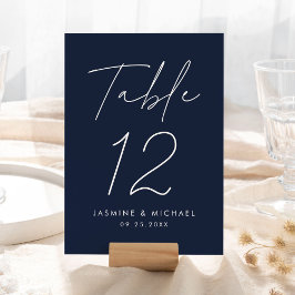Tarjeta de Número de Mesa de Boda Marina con Letra