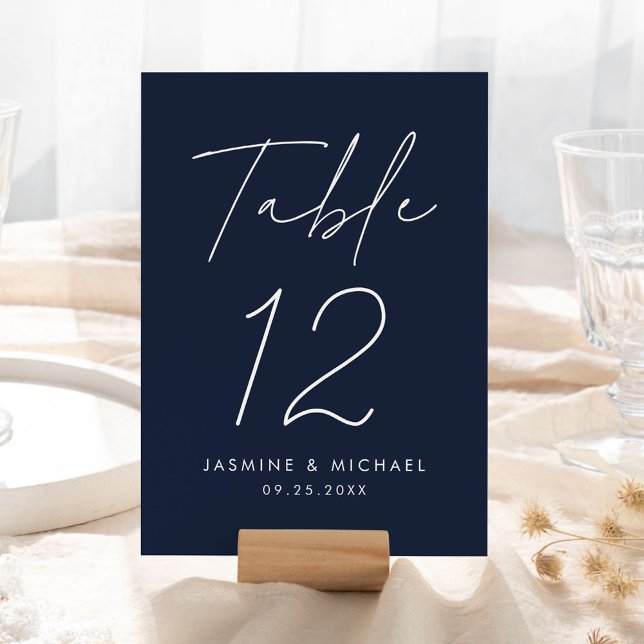 Tarjeta de Número de Mesa de Boda Marina con Letra (Subido por el creador)