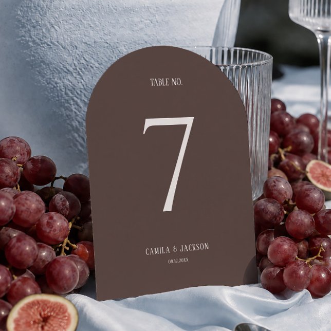 Tarjeta de número de mesa de boda marrón (Subido por el creador)