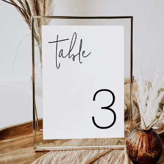 Tarjeta de número de mesa de boda minimalista mode