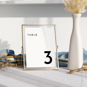 Tarjeta de número de mesa de boda moderna en blanc