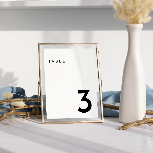 Tarjeta de número de mesa de boda moderna en blanc (Subido por el creador)