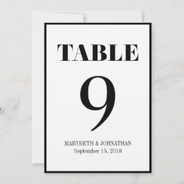 Tarjeta de número de mesa de boda moderna Mr y Mrs