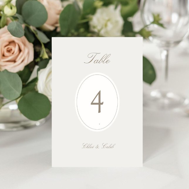 Tarjeta de número de mesa de boda ovalada y elegan (Subido por el creador)