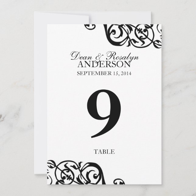 Tarjeta de número de mesa de boda recepción de fie (Anverso)